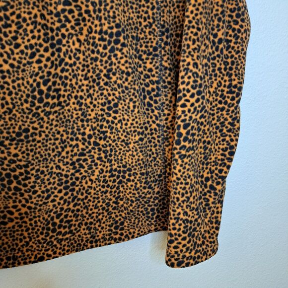 Land's End Women Cheetah Print Pullover 1/4 Zip Front Fleece Sweater M - Picture 7 of 11